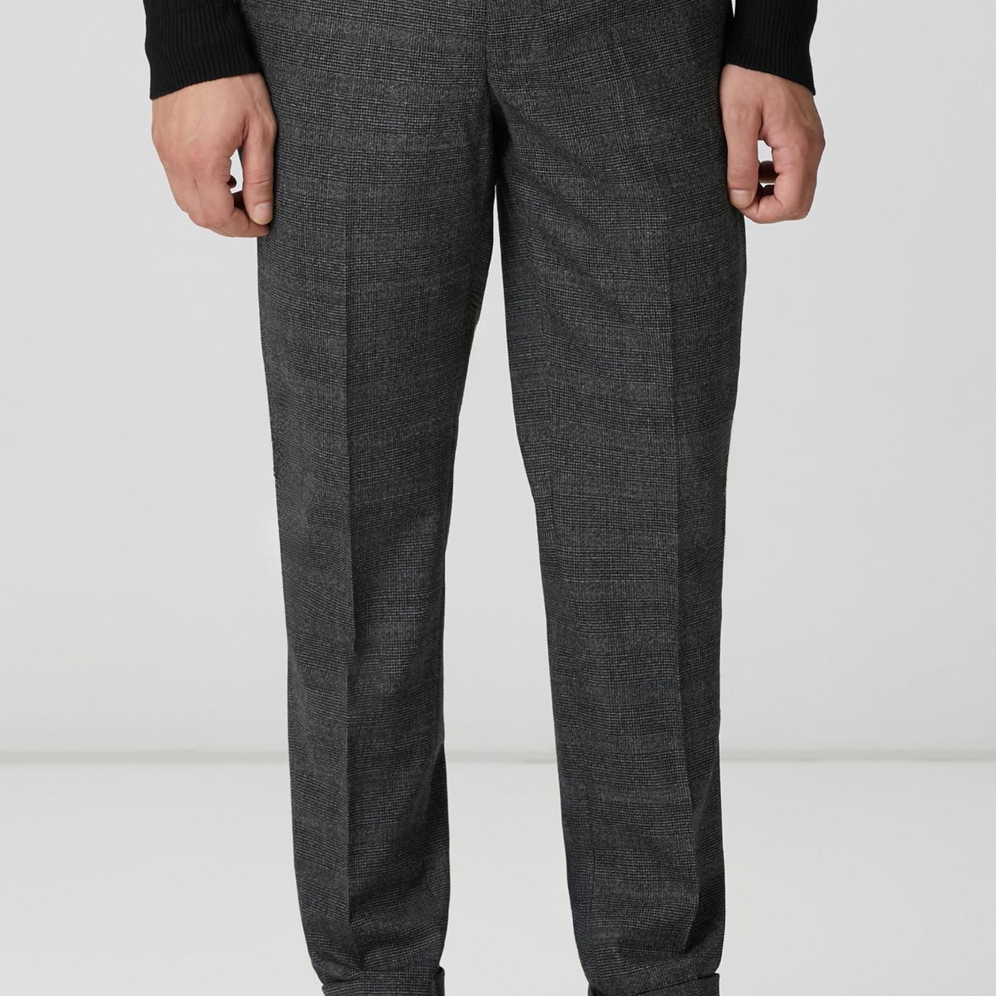 Network Erkek Siyah Antrasit Kemer Detaylı Yün Pantolon