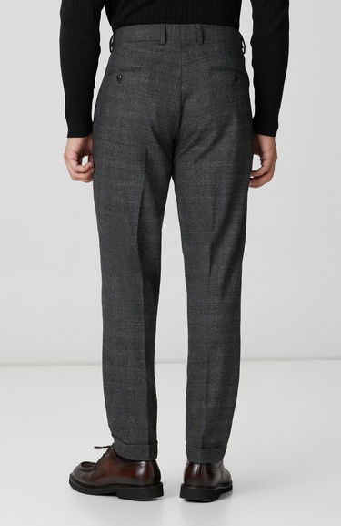  Network Erkek Siyah Antrasit Kemer Detaylı Yün Pantolon