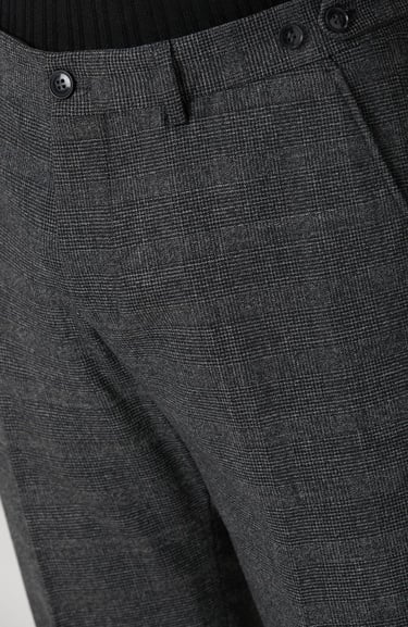  Network Erkek Siyah Antrasit Kemer Detaylı Yün Pantolon