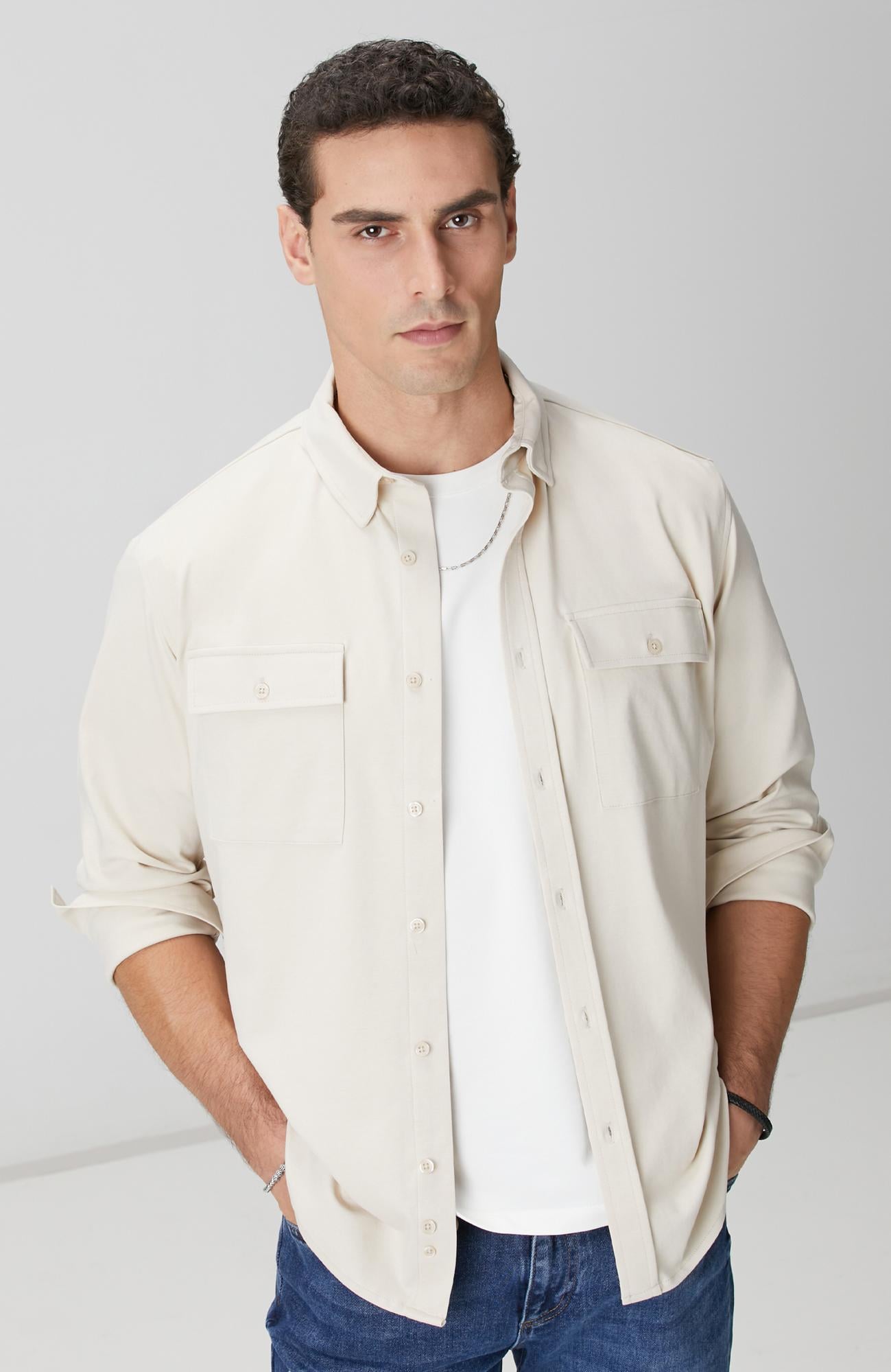  Network Erkek Bej Gömlek