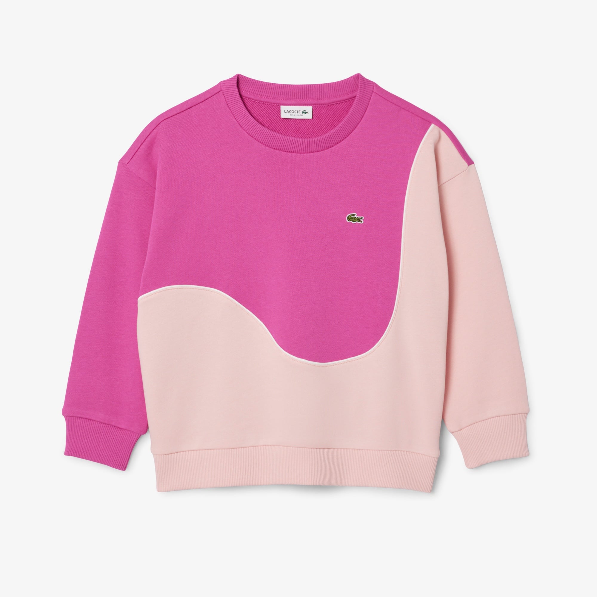 Çocuk Bisiklet Yaka Renk Bloklu Pembe Sweatshirt