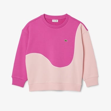  Lacoste Çocuk Bisiklet Yaka Renk Bloklu Pembe Sweatshirt