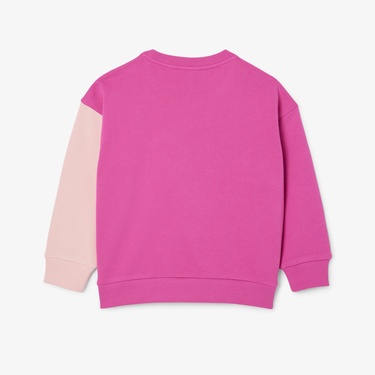  Lacoste Çocuk Bisiklet Yaka Renk Bloklu Pembe Sweatshirt