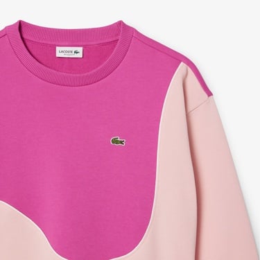  Lacoste Çocuk Bisiklet Yaka Renk Bloklu Pembe Sweatshirt