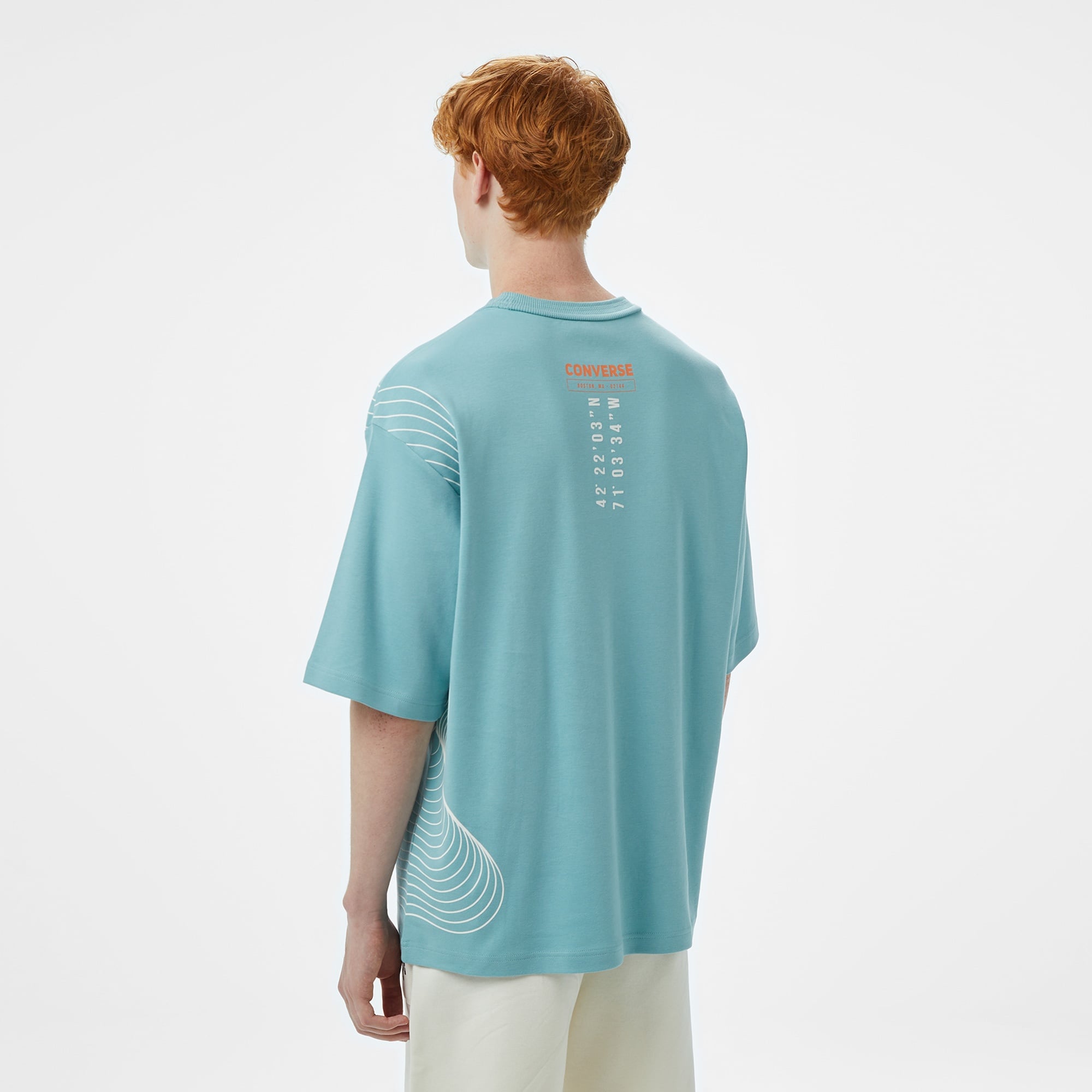 Converse Star Chevron Baskılı Oversize Fit Erkek Mavi T-Shirt