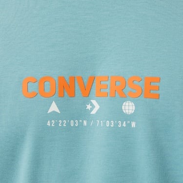  Converse Star Chevron Baskılı Oversize Fit Erkek Mavi T-Shirt