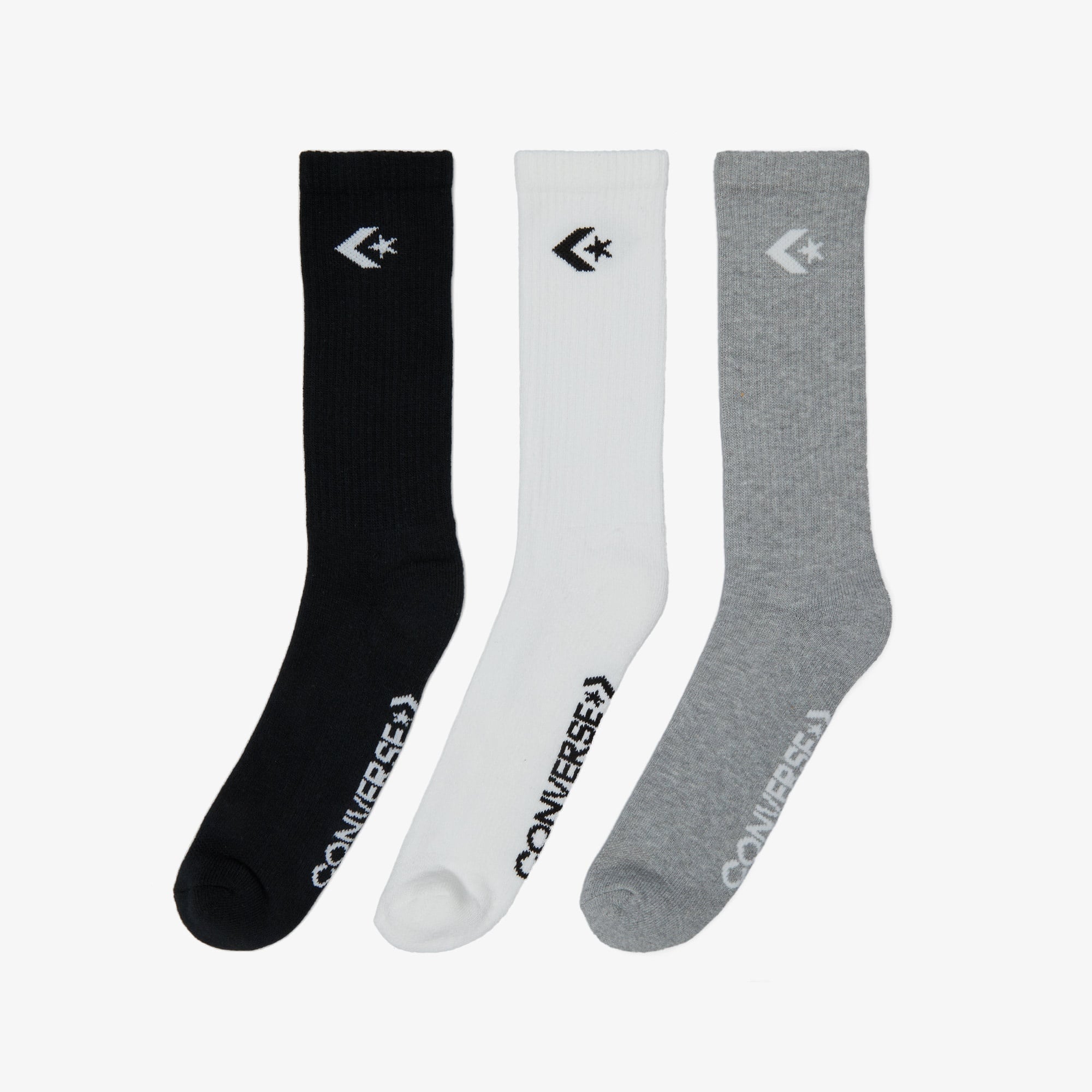 Converse Star Chevron Unisex Siyah/Gri Beyaz 3'lü Çorap