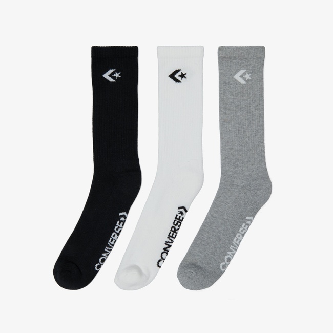  Converse Star Chevron Unisex Siyah/Gri Beyaz 3'lü Çorap