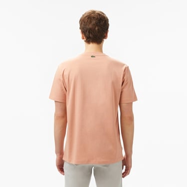  Erkek Regular Fit Bisiklet Yaka Baskılı Açık Kahverengi T-Shirt