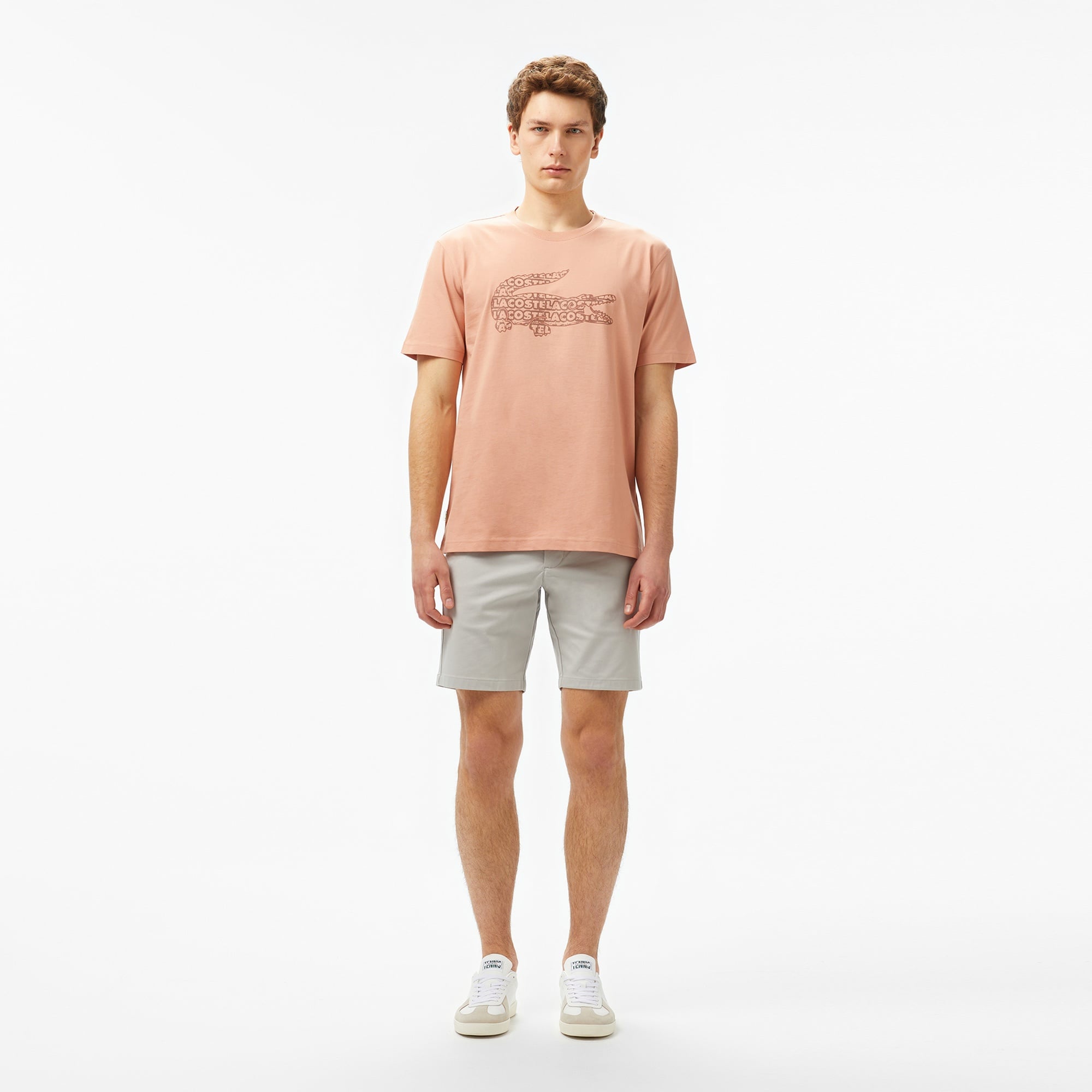 Erkek Regular Fit Bisiklet Yaka Baskılı Açık Kahverengi T-Shirt