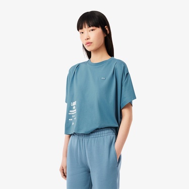  Lacoste Batwing Kadın Mavi T-Shirt