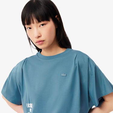  Lacoste Batwing Kadın Mavi T-Shirt