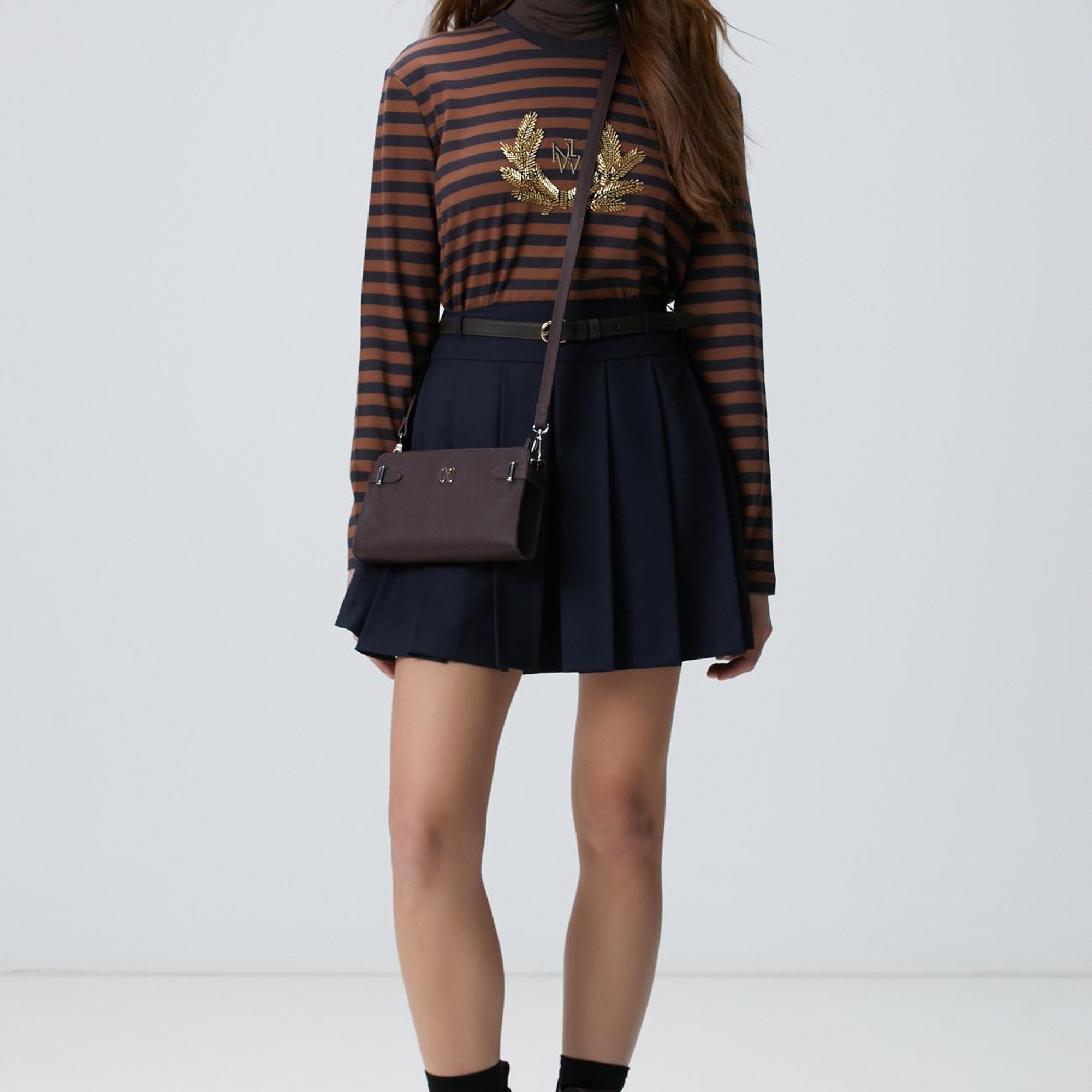 Network Kadın Lacivert Kemerli Mini Etek