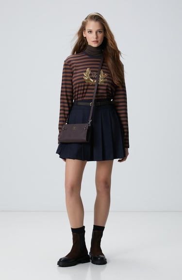  Network Kadın Lacivert Kemerli Mini Etek