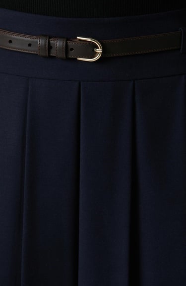  Network Kadın Lacivert Kemerli Mini Etek