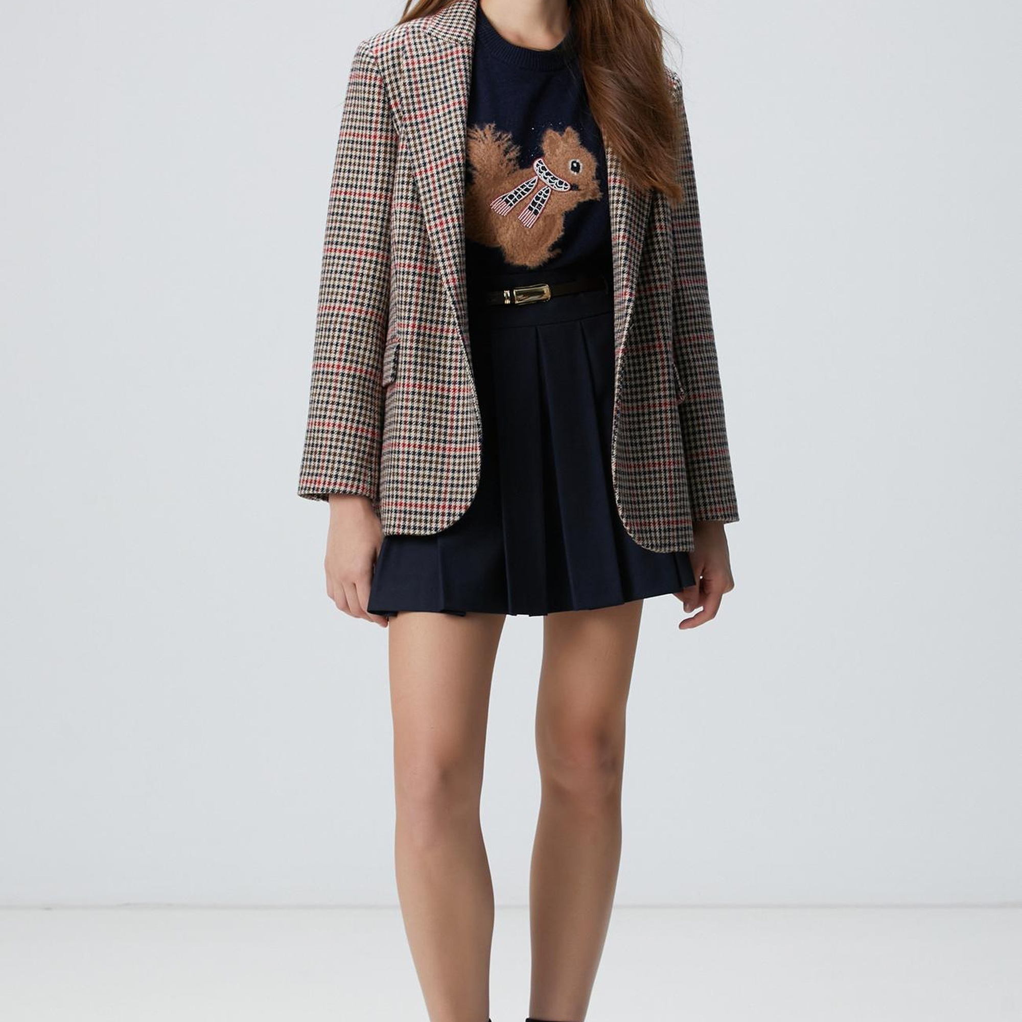 Network Kadın Lacivert Kemerli Mini Etek