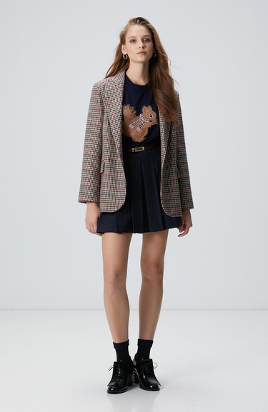  Network Kadın Lacivert Kemerli Mini Etek