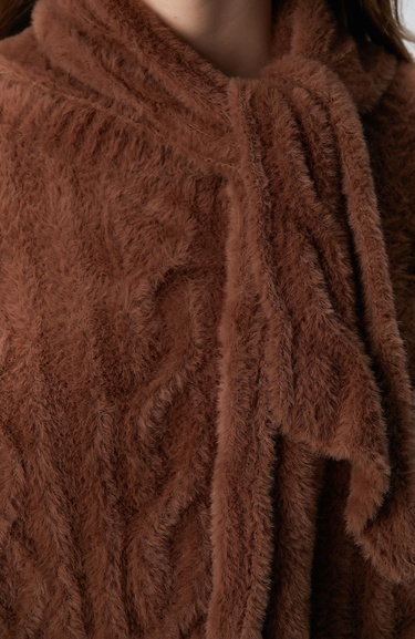  Network Kadın Acı Kahve Saç Örgü Kazak