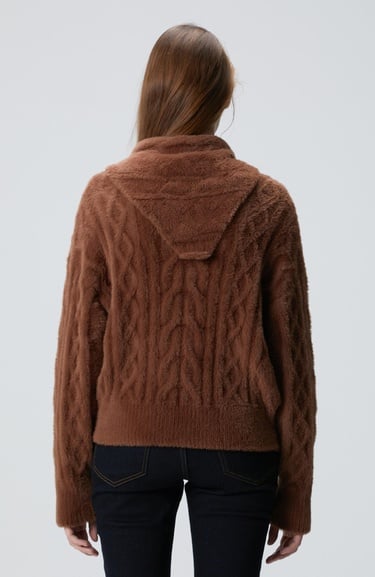  Network Kadın Acı Kahve Saç Örgü Kazak