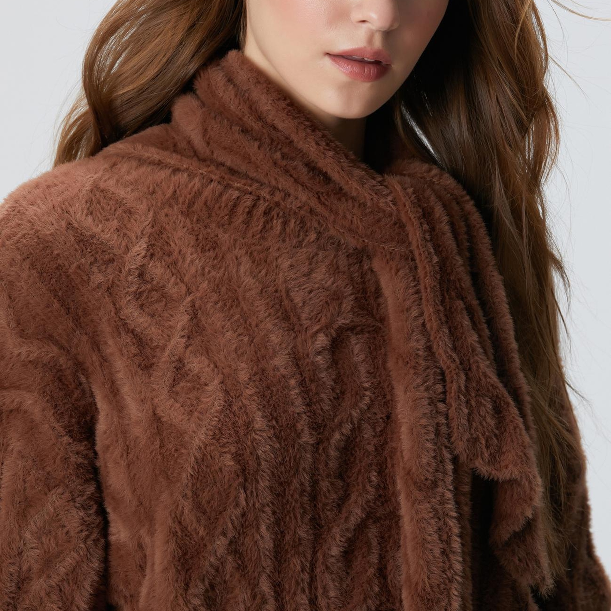 Network Kadın Acı Kahve Saç Örgü Kazak