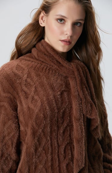  Network Kadın Acı Kahve Saç Örgü Kazak