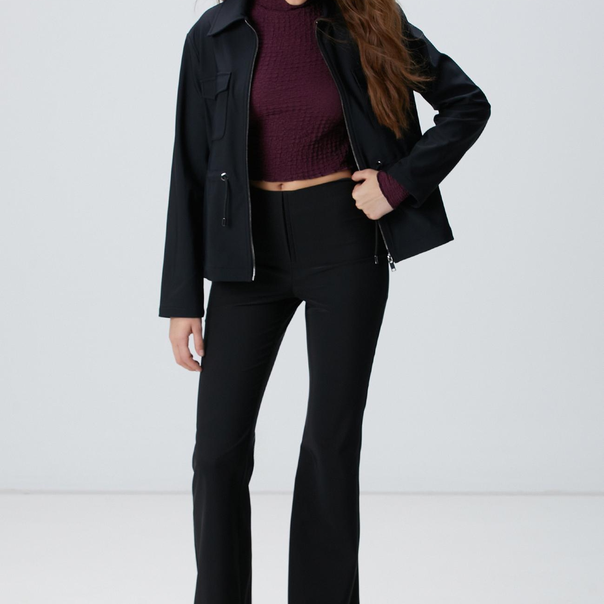 Network Kadın Siyah Agraf Detaylı Pantolon