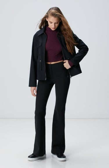  Network Kadın Siyah Agraf Detaylı Pantolon