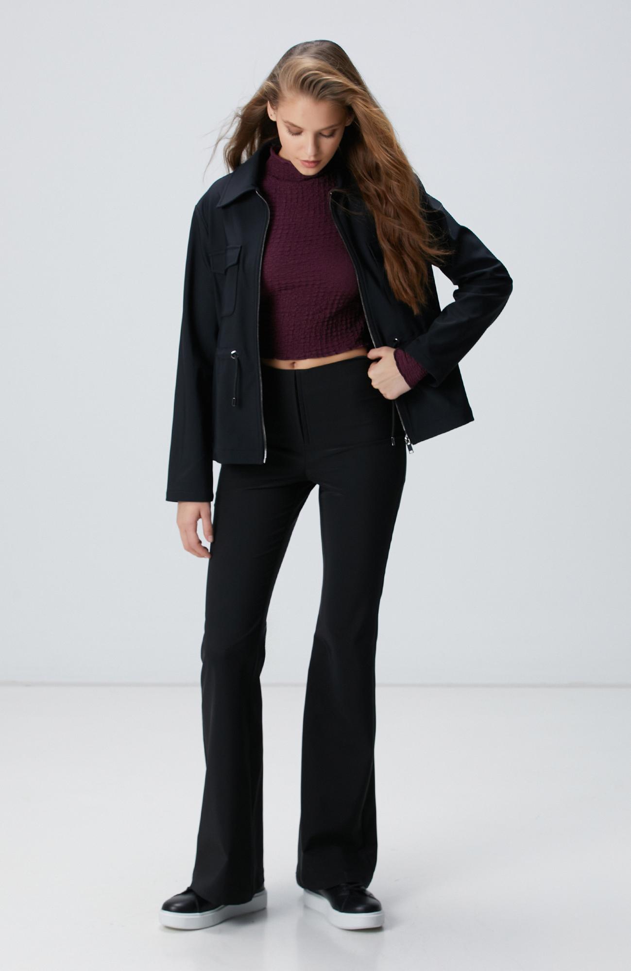  Network Kadın Siyah Agraf Detaylı Pantolon