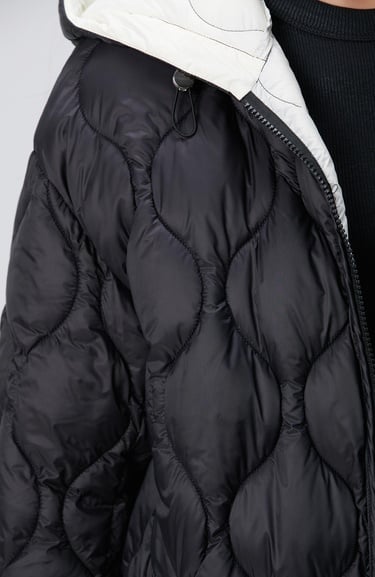  Network Kadın Siyah Kapüşon Yakalı Kaban