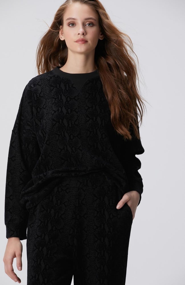  Network Kadın Siyah Baskılı Sweatshirt