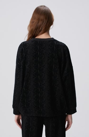  Network Kadın Siyah Baskılı Sweatshirt