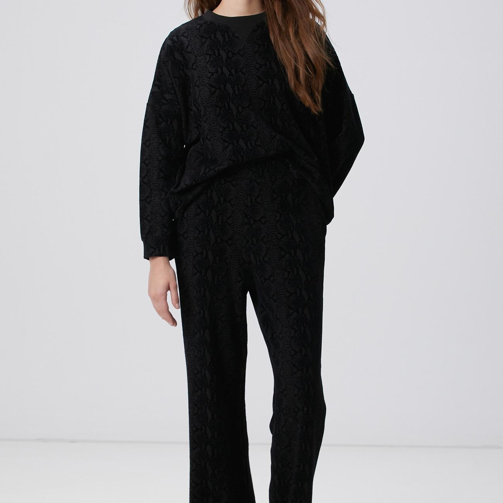 Network Kadın Siyah Baskılı Sweatshirt