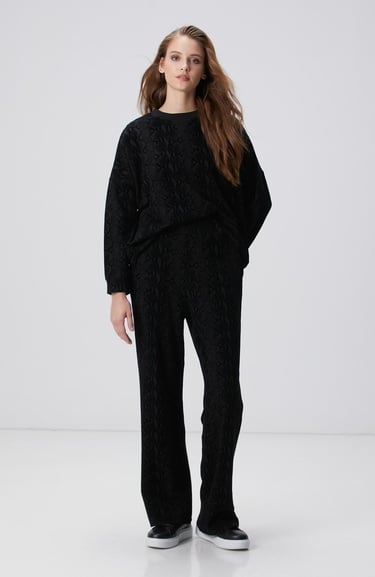  Network Kadın Siyah Baskılı Sweatshirt