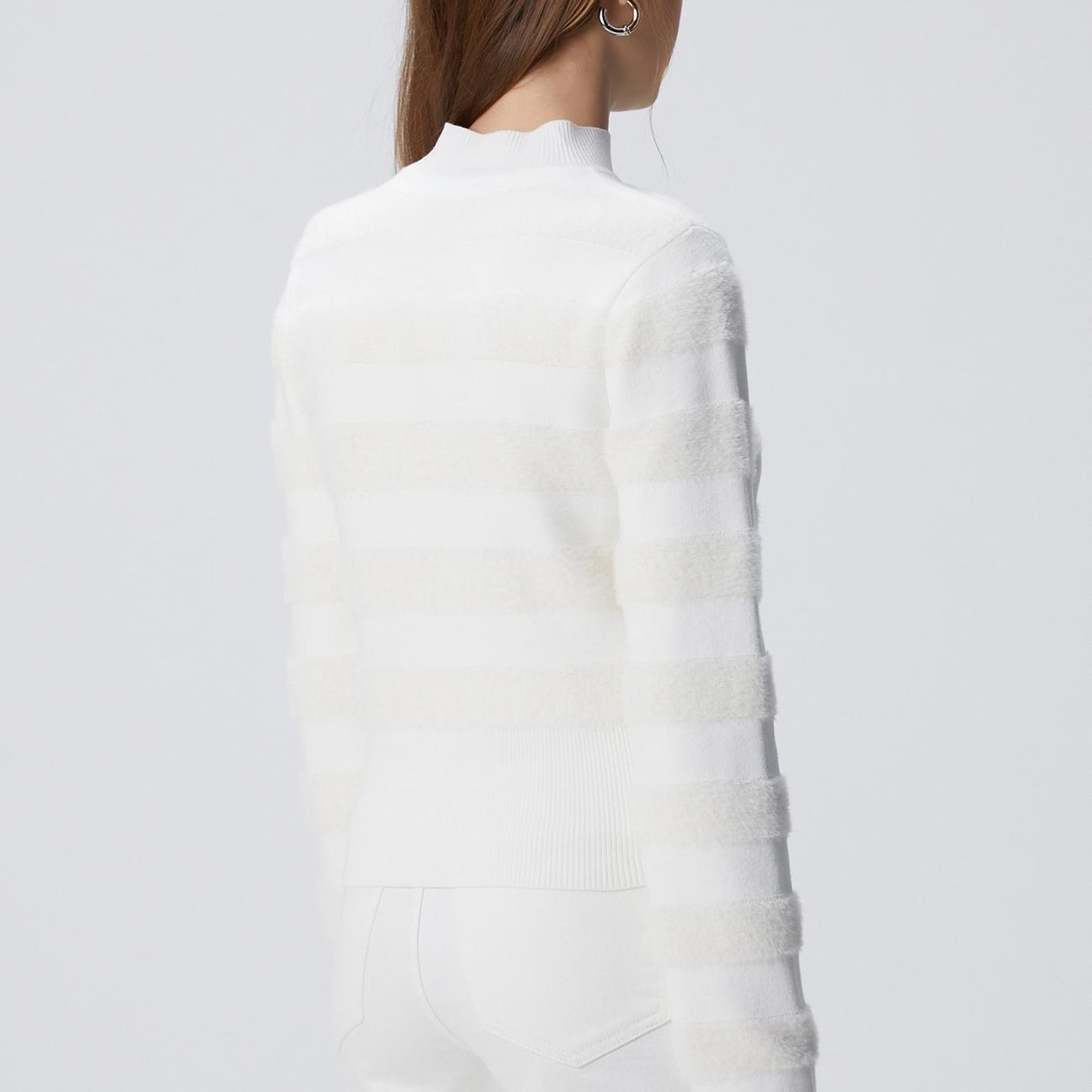 Network Kadın Kırık Beyaz Çizgili Triko Kazak