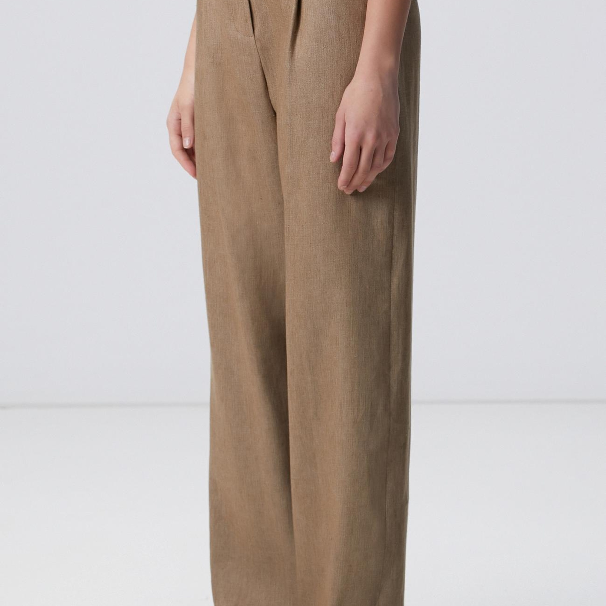 Network Kadın Vizon Melanj Keten Karışımlı Pantolon