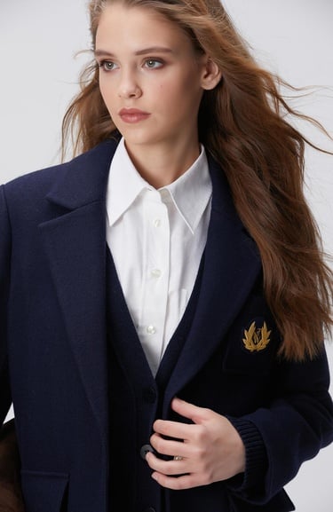  Network Kadın Lacivert Yün Karışımlı Ceket