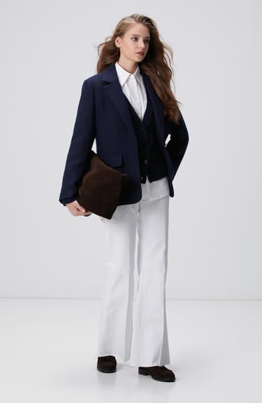  Network Kadın Lacivert Yün Karışımlı Ceket