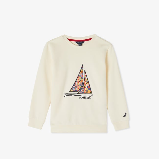  Nautica Erkek Çocuk Ekru Regular Fit Baskılı Sweatshirt