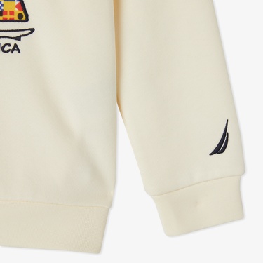  Nautica Erkek Çocuk Ekru Regular Fit Baskılı Sweatshirt