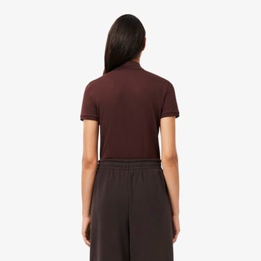  Lacoste L.12.D Kadın Slim Fit Bordo Polo