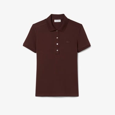  Lacoste L.12.D Kadın Slim Fit Bordo Polo