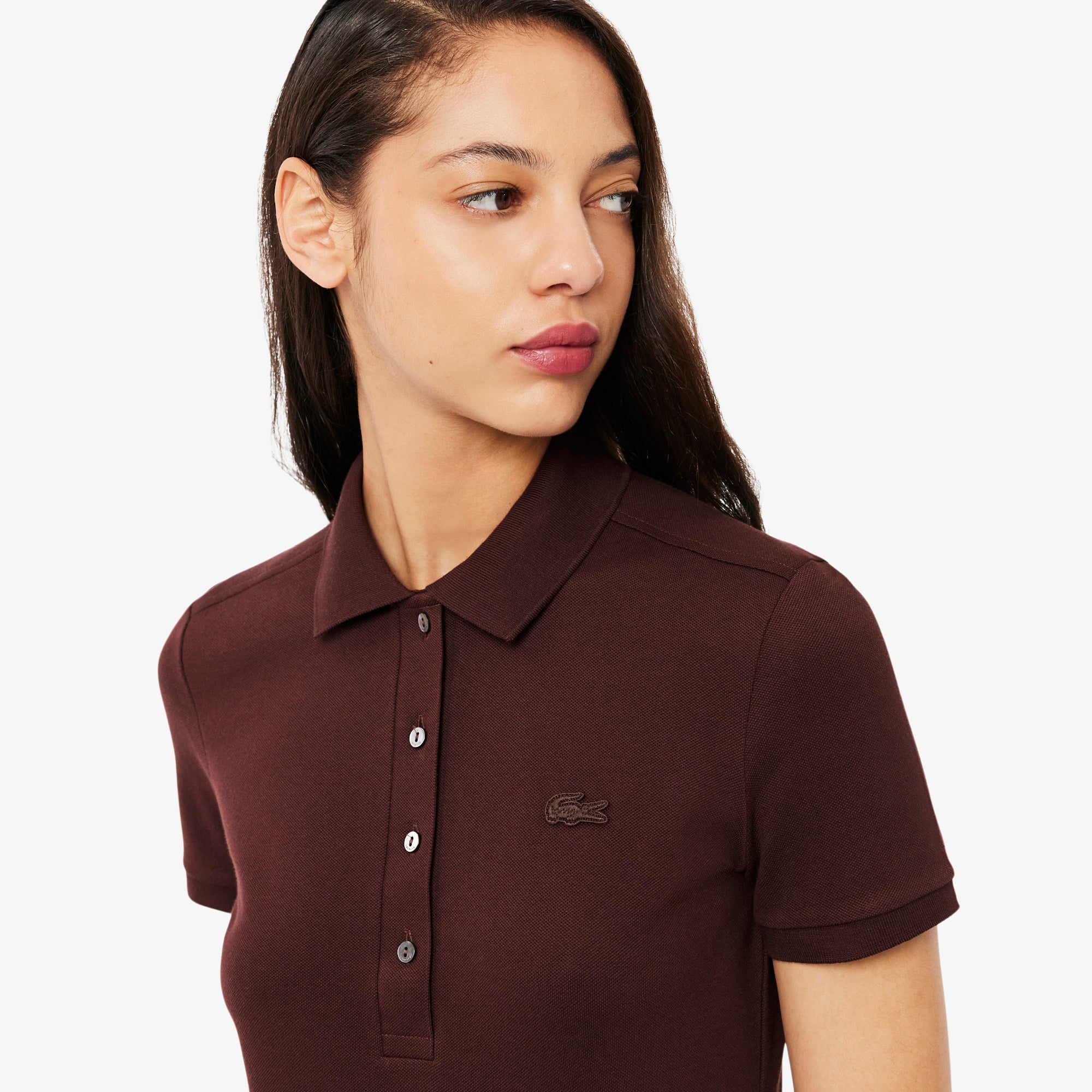 Lacoste L.12.D Kadın Slim Fit Bordo Polo
