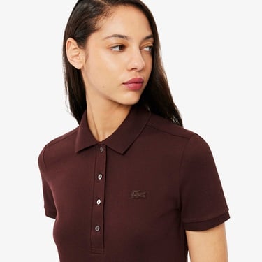  Lacoste L.12.D Kadın Slim Fit Bordo Polo