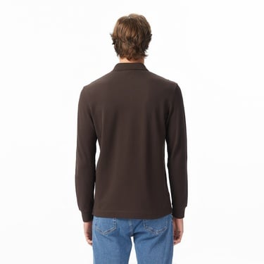  Lacoste Paris Erkek Regular Fit Uzun Kollu Kahverengi Polo