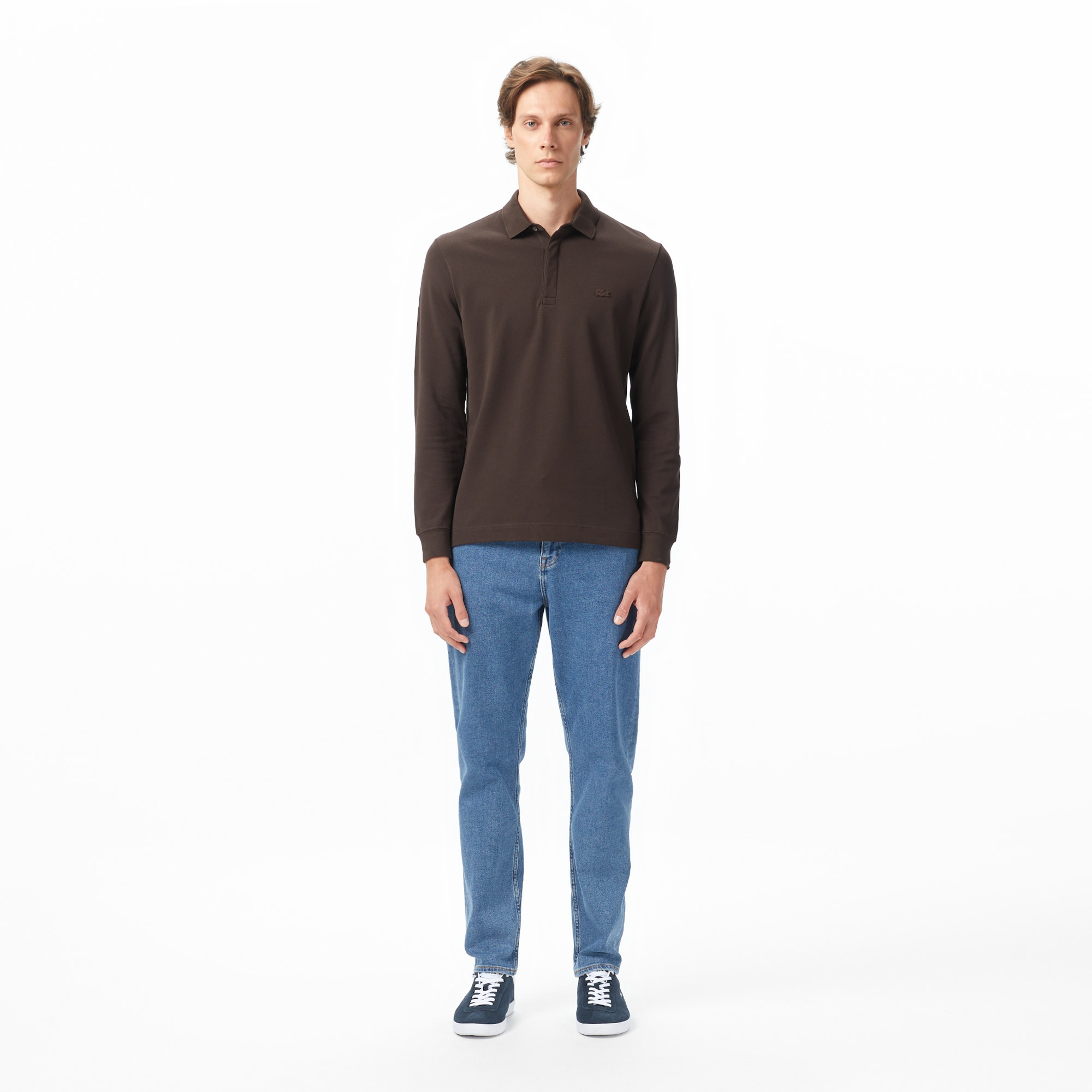 Lacoste Paris Erkek Regular Fit Uzun Kollu Kahverengi Polo