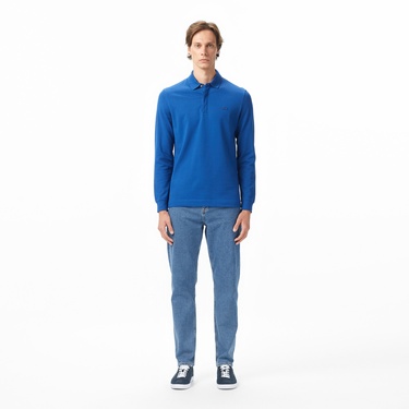  Lacoste Paris Erkek Regular Fit Uzun Kollu Koyu Mavi Polo