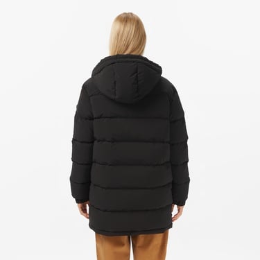  Lacoste Kadın Kapüşonlu Çift Taraflı Siyah Mont