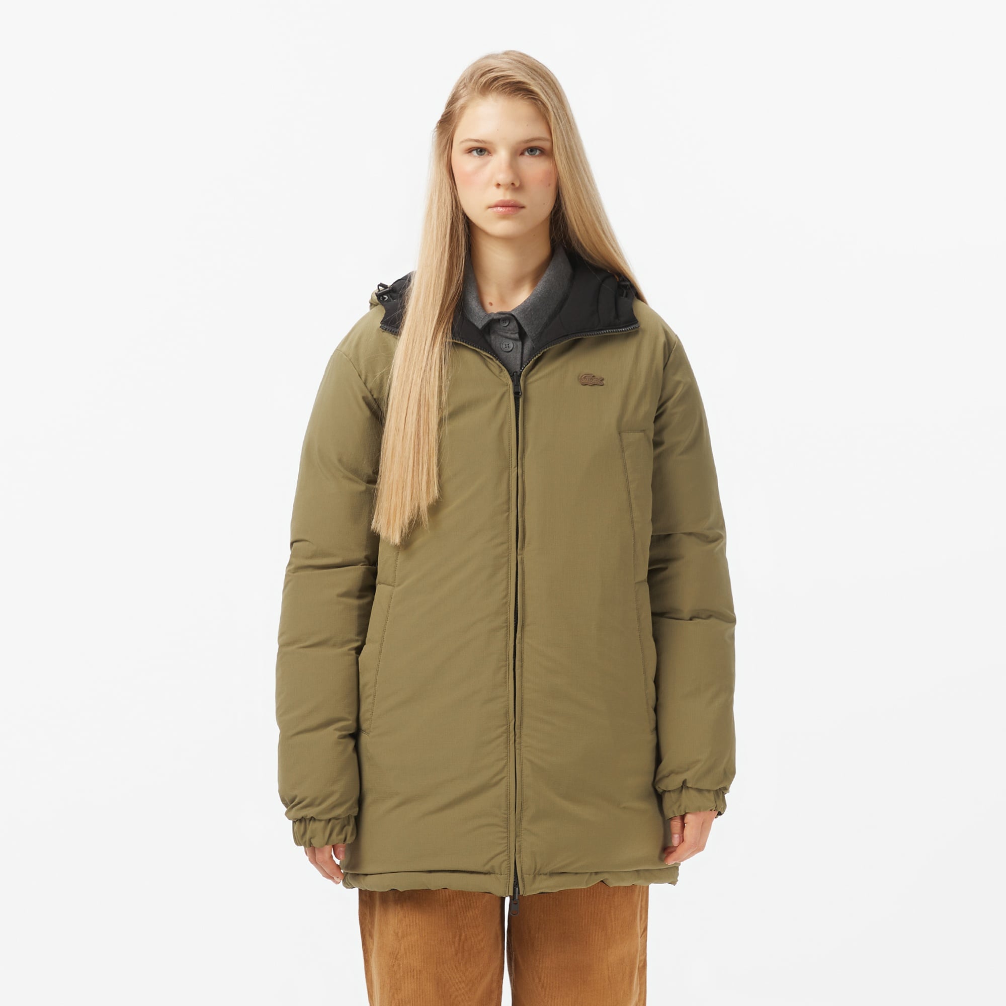 Kadın Kapüşonlu Çift Taraflı Siyah Mont