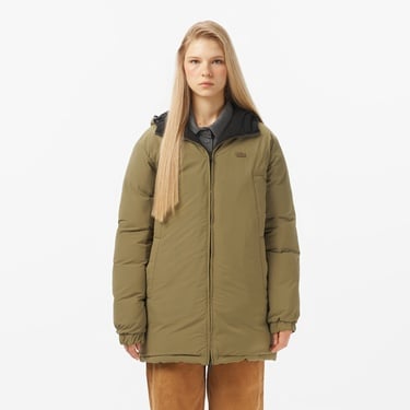  Lacoste Kadın Kapüşonlu Çift Taraflı Siyah Mont