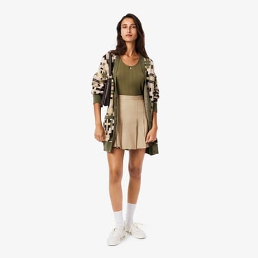  Lacoste Kadın Flare Fit Bej Etek